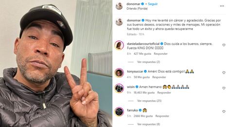 “Hoy me levanté sin cáncer y agradecido”: Don Omar anuncia que está en recuperación