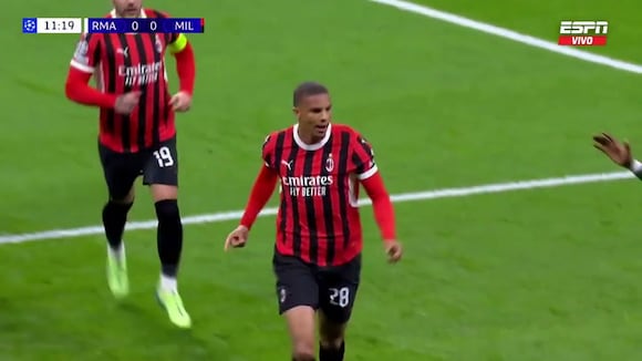 Gol de cabeza de Malick Thiaw para el 1-0 de Milan vs Real Madrid. (Video: ESPN)