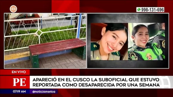 Policía es hallada en Cusco tras ser reportada como desaparecida