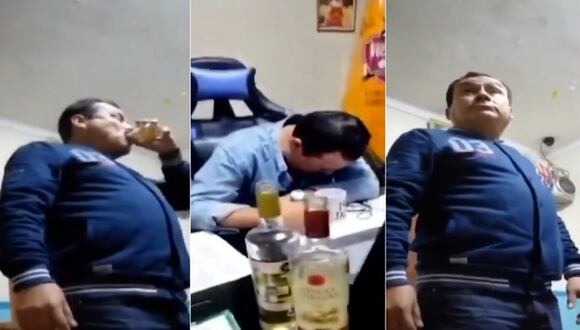 Captan a policía bebiendo licor en comisaría de San Juan de Lurigancho