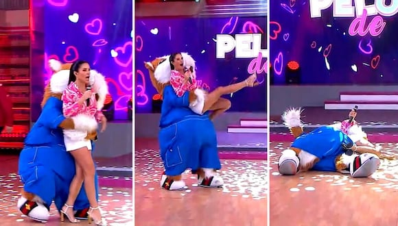 ¡Lo hizo otra vez! María Pía Copello vuelve a ser víctima del 'cuy' y termina en el suelo