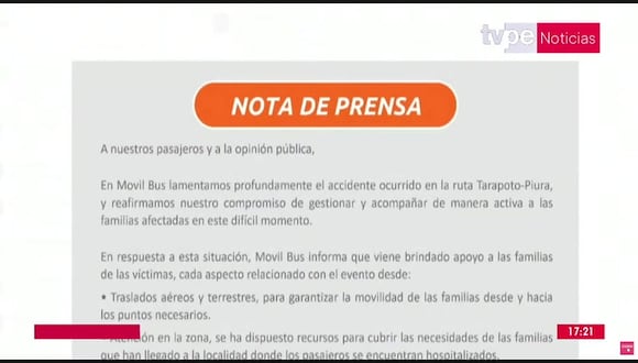 Moyobamba: Movil Bus lamenta deceso de alumnos y se compromete a brindar apoyo a familias afectadas