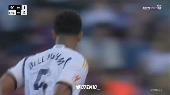 Jude Bellingham marcó el 1-1 del Real Madrid sobre el Barcelona. (Video: beIN Sports)