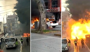Susto en Chancay: Auto explota en la Plaza de Armas