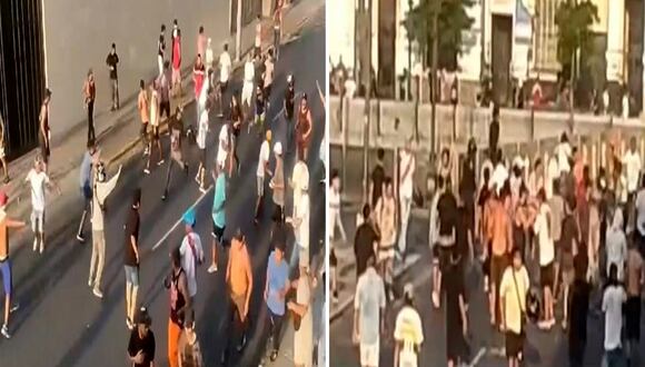 Cercado de Lima: Hinchas de Alianza Lima y Universitario se enfrentan previo al clásico