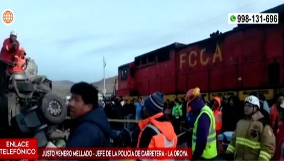 La Oroya: choque entre bus y tren deja 4 muertos y más de 30 heridos