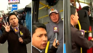 Periodista de Latina TV se queda atrapado en bus durante transmisión en vivo y se vuelve viral