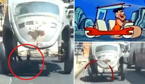 ¡Impresionante! Hombre maneja auto con los pies en Lima y se vuelve viral