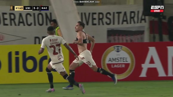 Gol de Lisandro Alzugaray para el 3-2 de Universitario vs. Nacional de Uruguay. (Video: ESPN)