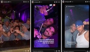 Austin Palao y Diego Rodríguez junto a Tini Stoessel y Emilia Mernes en fiesta de influencer argentino