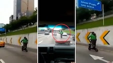 Imprudencia al extremo: scooter invade la Vía Expresa y adelanta vehículos a gran velocidad