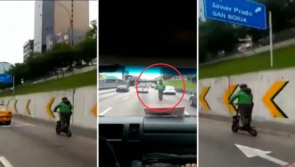 Captan a sujeto en scooter invadiendo la Vía Expresa a gran velocidad