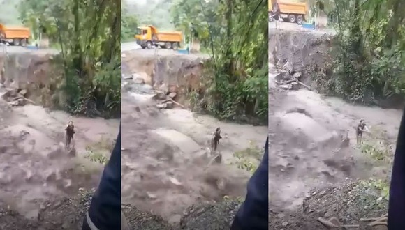 Ayacucho: Mujer salva de morir tras quedar atrapada en medio de huaico.