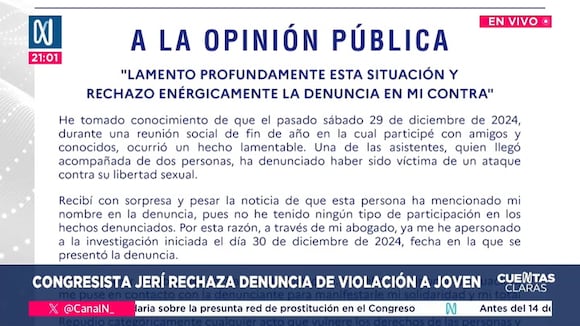 TROME - Congresista José Jeri fue denunciado por violación sexual