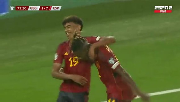 Lamine Yamal marcó el gol del 7-1 de España vs. Georgia y logró un récord. (Video: ESPN)