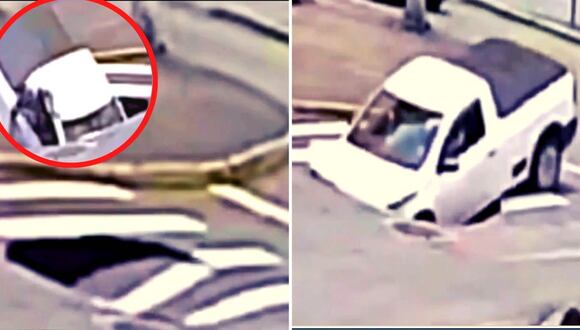 Hueco se traga camioneta