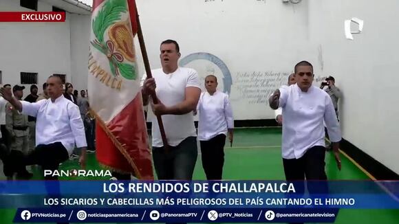 TROME - Penal de Challapalca: Joran van der Sloot marcha con el pabellón nacional, mientras Mamut canta el himno nacional