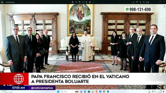 Dina Boluarte fue recibida por el Papa Francisco en el Vaticano