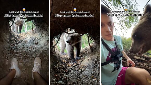 Viral: influencer se metió a la cueva de un oso y esto fue lo que sucedió