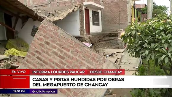 Casas dañadas por obras de túnel portuario en Chancay