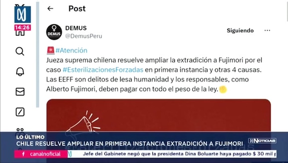 Alberto Fujimori: Poder Judicial de Chile aprueba ampliar extradición por caso esterilizaciones forzadas y otras 4 causas más. Video: Canal N
