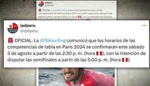 Alonso Correa competería en la semifinal de surf el día lunes por las condiciones climáticas