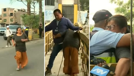 Mujer llora y enfrenta desmantelamiento de puente en El Agustino