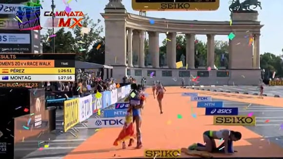 Kimberly García llega a la meta en Budapest (video: YouTube)