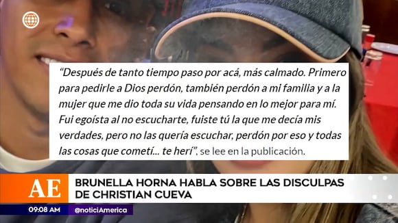 Brunella Horna opina sobre las disculpas de Cuevita