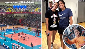 Portera de Alianza Lima celebra el título de vóley femenino con la pasión de una aficionada