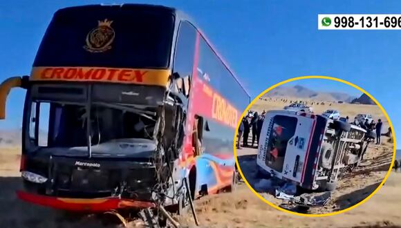 Puno: choque frontal entre bus interprovincial y miniván deja 4 muertos
