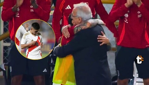 Gianluca Lapadula y Jorge Fossati festejan efusivamente tercer gol de Perú (Video: América)