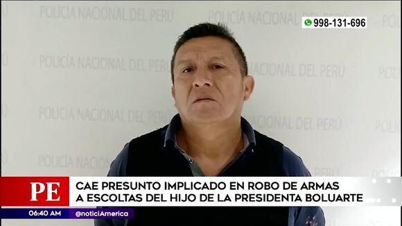 Cae presunto implicado en robo de armas a escoltas del hijo de la presidenta Boluarte
