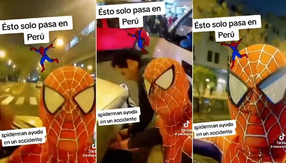 Video viral: "Spiderman" ayuda en un accidente de tránsito