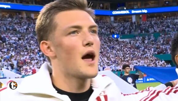 Oliver Sonne cantó cada verso del Himno Nacional del Perú (Video: América)