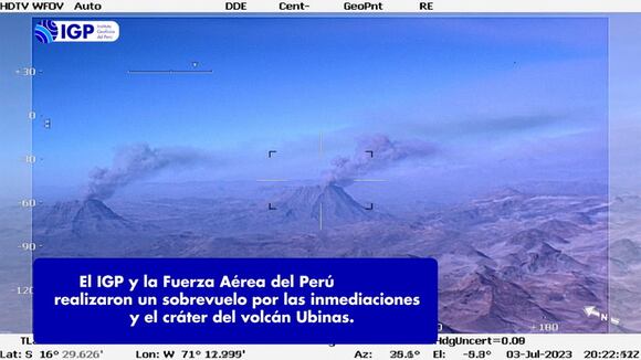 IGP y Fuerza Aérea del Perú sobrevuelan el cráter del volcán Ubinas