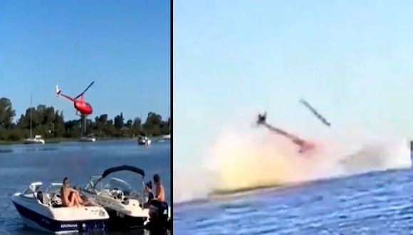 Argentina: captan el momento en que un helicóptero se estrella en el río Paraná