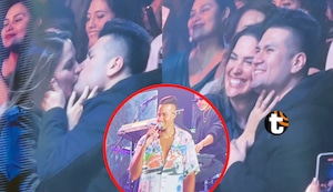 Deyvis y Cassandra se besan y reciben ‘bendición’ de Romeo Santos en concierto de Aventura