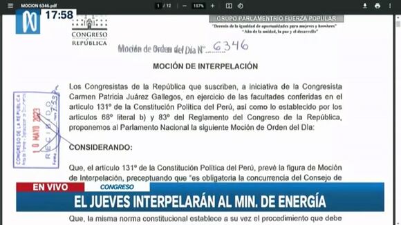 TROME | Interpelación del ministro de Energía y Minas (Canal N)