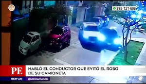 Surquillo: conductor realiza arriesgada maniobra para evitar robo de su camioneta