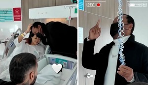 Papá de Angie Arizaga se emociona al conocer a su nieto Matteo Alessandro