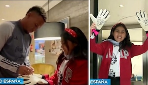Pedro Gallese cumplió el sueño de una pequeña fan y le regaló sus guantes de entrenamiento