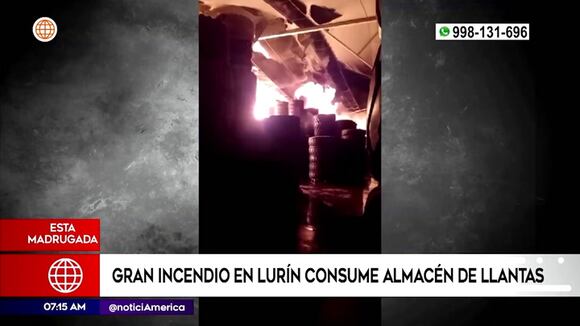 Gran incendio en almacén de llantas
