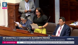 Congresista ‘Mochalcaldes’: Parlamentaria Elizabeth Medina es investigada por presunto cobro de coimas a burgomaestres