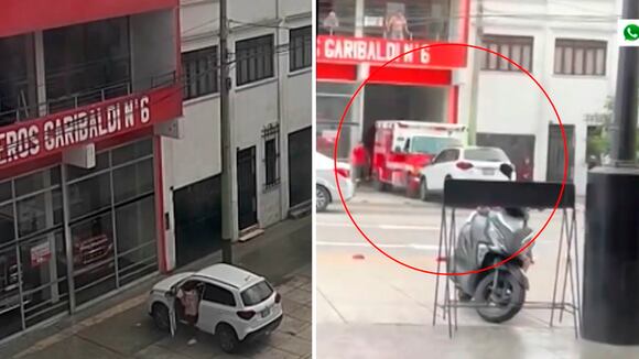 Camioneta mal estacionada en puerta de estación de bomberos