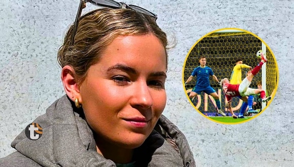 Isabella Taulund compartió su reacción ante golazo de Oliver Sonne (video: @isabellataulnb)