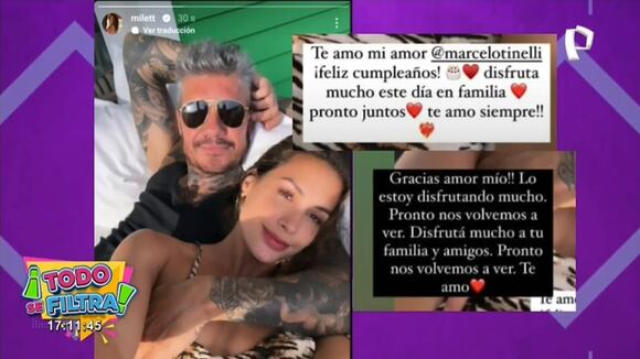 TROME - Tinelli pasó su cumple lejos de Milett: Argentino se fue a España mientras ella se quedó en Perú
