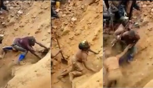 Con una pala y cavando con las manos rescatan a mineros atrapados tras derrumbe de mina en el Congo