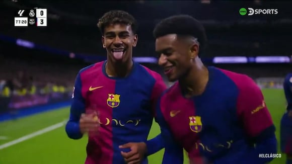 Gol de Lamine Yamal para el 3-0 de Barcelona vs Real Madrid. (Video: DSPORTS)