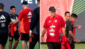 Piero Quispe se reencuentra con Jorge Fossati en Videna: Emotivo abrazo entre técnico y jugador